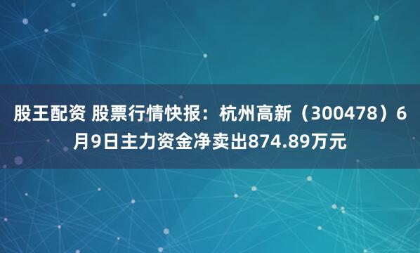 股王配资 股票行情快报：杭州高新（300478）6月9日主力资金净卖出874.89万元