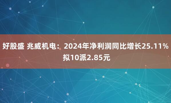 好股盛 兆威机电：2024年净利润同比增长25.11% 拟10派2.85元
